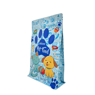 주문 1.0kg 맞춤형 블루 매트 애완 동물 개 제품 식품 포장 가방 서식 평면 하단 측면 가세트 지갑 Ziplock online manufacture