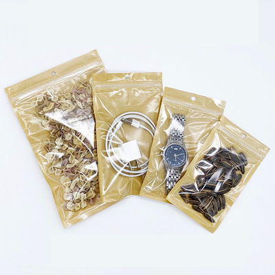 주문 9x15cm 열 밀봉 냄새 방지 플라스틱 선면 선명 브라운 크래프트 종이 평면 지퍼 가방 online manufacture