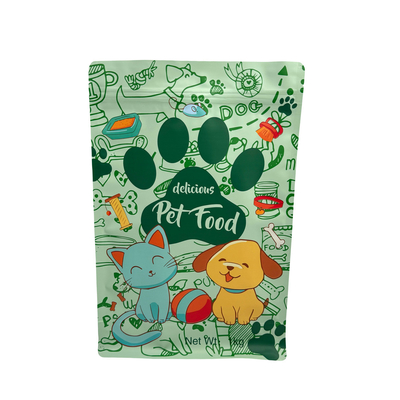 사용자 지정 식품 등급 지속가능한 1.0kg 재부착 가능한 Ziplock 서식형 사각형 바닥 가방 개 고양이 애완 동물 식품 포장