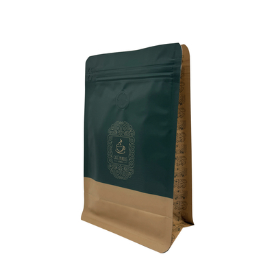 주문 인쇄 250G AL 엽록소 배열 평면 바닥 커피 Bawith 앞 지퍼와 커피 콩을위한 1 차원 밸브 커피 파우더