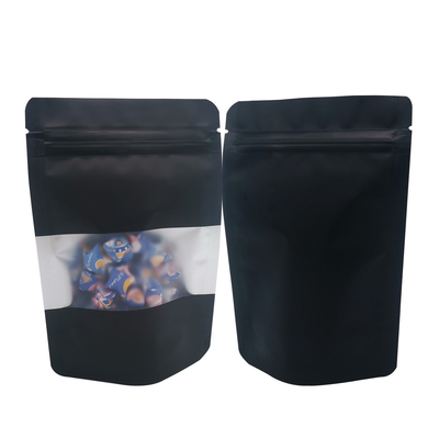 신비로운 검은색 매트 냄새 방지 서식 Ziplock Mylar 가방 창문 캔디 음식 간식 저장 포장