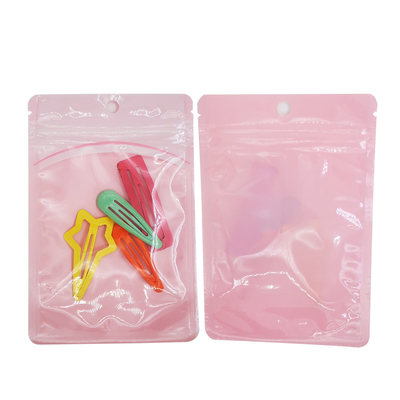 맞춤 인쇄 분홍색 한쪽 선명한 가방 비닐 봉투 자물쇠와 함께 휴지 구멍 과자, 쿠키, 액세서리