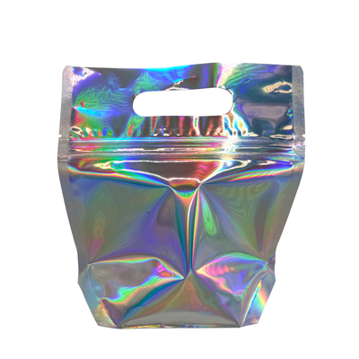맞춤형 Mylar 홀로그램 재 닫기 가능한 가방 냄새 방지 엽록지 지플록 가방 손잡이 구멍으로 파티를 위해 선호 음식 저장