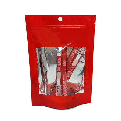 반짝이는 빨간색 재 닫을 수 있는 Ziplock Custom Printed Coffee Bag with Clear Window Foil Back Bottom for Packaging Instant Coffee (명료한 창문 후판 뒷부분과 함께 인스턴트 커피를 포장할 수 있는 반짝이는 빨간색 Ziplock Custom Printed Coffee Bag)