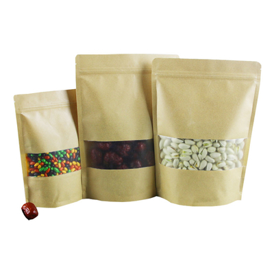 방수 플라스틱 라미네이트 재봉식 Ziplock 갈색 크래프트 가방 창문 차, 커피 콩, 식품 포장 보관