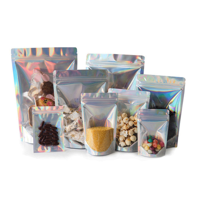 4.7x7.9 인치 다시 닫을 수 있는 Mylar 홀로그램 Ziplock 포일 캔디 커피 식품 포장용 서드업 포지