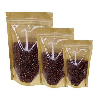 맑은 앞뒤 서식용 Kraft Paper Ziplock Bags For Food 건조 견과류 차 잎 포장 보관
